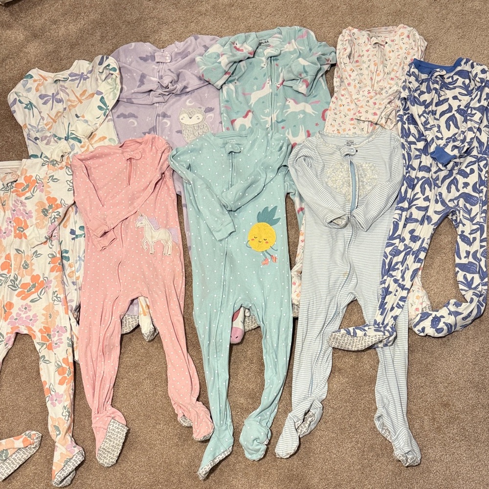 Toddler Girls Mixed Printed Footed One-Piece Sleepers - Pastel Prints